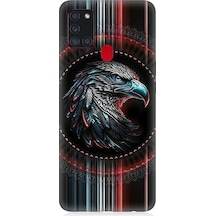 Samsung Galaxy A21s Uyumlu Kartal Baş Desenli Silikon Kılıf