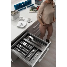 Tify Mutfak Çekmece Içi Düzenleyici, Kaşıklık 44cm X 48cm Yanlar Ve Boydan 4cm Kesilebilir, Antrasit Diğer