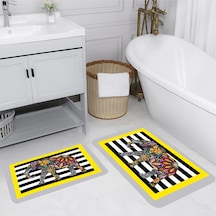 Rovigo Home Baskılı Kaymaz Taban 2 Li Banyo Paspas Takım Rvg5143-100X60-60X50 Çok Renkli
