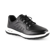 Lbr H1133 Antik Deri Erkek Sneaker - Eva Tabanlı Bağcıklı Günlük Spor Ayakkabı Siyah