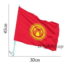Araba Camı için Kırgızistan Bayrağı Konvoy Bayrağı - Araç Camı Fl