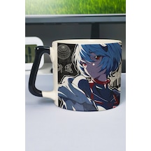 Neon Genesis Evangelion Rei Ayanami Anime Baskılı Seramik Lüks Kupa 1 Adet Özel Siyah Kulp Dalga Kulp V3d Çok Renkli