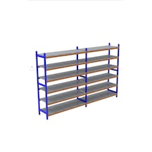 Alan Raf 6 Katlı 2'li Duble Depo Rafı - 300-350 Kg Taşıma Kapasiteli Hafif Rack Raf 50x90x200 Cm Gri
