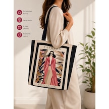Patch&soul Patchwork Pano Desenli Tote Çanta Bej - Lacivert