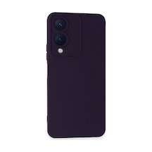 Vivo Y17s Kılıf Nano İçi Kadife Silikon - Mor Düz Renkli