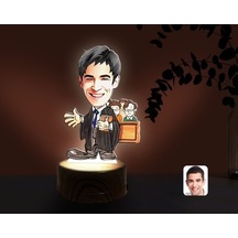 Kişiye Özel Erkek Avukat Karikatürlü Dekoratif 3D Biblo Led Işıkl