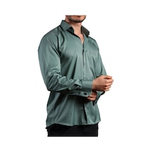 Dicotto Haki Yeşil Büyük Beden Rahat Kesim Micro Kumaş Kol Düğmeli Regular Fit Erkek Gömlek - 190-19 001