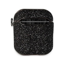 Airpods 1/2 Nesil İle Uyumlu Parıltılı Simli Lüks Kılıf Zarif Ve Işıltılı Tasarım, Anahtarlık Halkalı Black