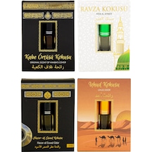 Hacerül Esved + Kabe Örtüsü + Medine Ravza + Uhud Alkolsüz Esans 4 x 3 ML