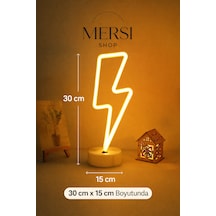 Şimşek Tasarımlı Neon Led Masa Lambası Dekoratif Işık 320-2 Sarı