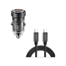 Transparent 45w Pd/qc Mini Araç Şarj Cihazı Ve 1 Metre Hızlı Şarj Ve Data Kablosu L35 - Tct-01