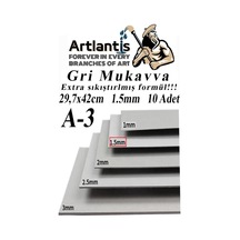 Artlantis A3 Mukavva Gri 1.5 Mm 10 Adet 1 Paket 29.7x42 Cm A-3 Mukavva 1,5 Mm Kalınlığında A-3 Mukavva