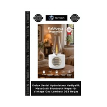 Delux Serisi Aydınlatma Hediyelik Masaüstü Bluetooth Hoparlör Vintage Gaz Lambası D53 Beyaz