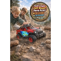 Sesli Işıklı Off Road Yarış Aracı Sürtme Sistemli Pilli Oyuncak Jeep 3 Yaş Üzeri Kırmızı 4x4 Arabası