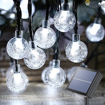 50 Led 7 Metre Beyaz Kristal Güneş Enerjili Led Işık Solar Bahçe