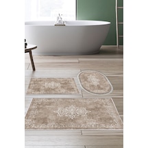 Eko Trend Djt 3 Lü Yıkanabilir Kaymaz Taban Banyo Paspas Seti 616 Klasik Bej