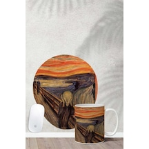 Edvard Munch Scream Desenli Bilek Destekli Mouse Pad Kupa Seti Mousepad