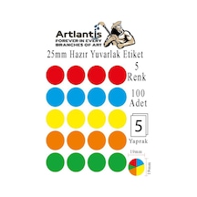25 Mm Renkli Hazır Yuvarlak Etiket 100 Lü 1 Paket Mix Color Ofis Etiketleri Kendinden Yapışkanlı Nokta Etiket
