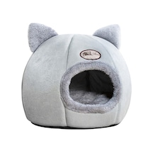 Yarı Kapalı Kışlık Peluş Evcil Hayvan Yuvası Xlarge Gri