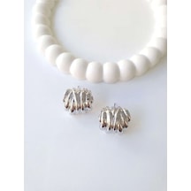 Çelik Silver Tırtıklı Küpe Sevgiliye Hediye Gümüş