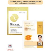 Dermal 3 Katmanlı Gold Göz Maskesi + Arındırıcı Arı Sütü Özlü Kolajen Maskesi 2'li