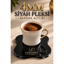 Premium Siyah Pleksi Bardak Altlığı 4'lü Set Modern Masa Dekoru Diğer