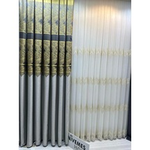 Nivemeshome Milas Gri-gold 671539 1/3 Sık Pileli Fon Perde Apm Gri-gold