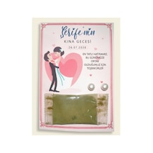 24 Adet Romantik Gelin Damat Desenli İnci Küpeli Stick Kına - Söz, Düğün Ve Kına Hediyeliği