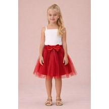 Fesshera Kids Kız Çocuk Etek Fiyonk Desen 23 Nisan Ve 29 Ekim Doğum Günü Eteği Kırmızı