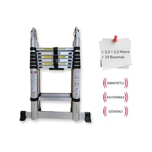 Endokon 220 + 220 Cm. - 7+7 Basamaklı Teleskobik / Teleskopik Alüminyum A Tipi Merdiven