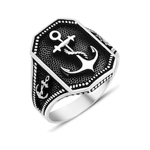 İpek Silver 925 Ayar Gümüş Denizci Erkek Yüzük