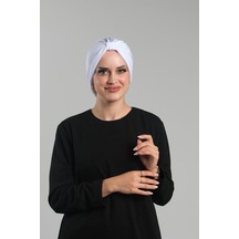 Hürrem Bone Beyaz Pratik Hazır Geçmeli Tesettür Bone Sandy Pileli Salaş 2121 42 Beyaz