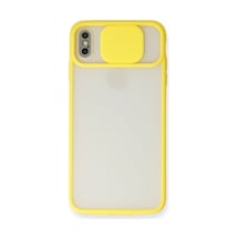 Apple İphone Uyumlu Xs Max Kılıf Palm Buzlu Kamera Sürgülü Silikon - Sarı Çok Renkli