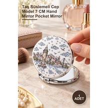 1 Adet Yöresel Taşlı El Aynası Taş Süslemeli Cep Model 7 Cm Hand Mirror Pocket Mirror