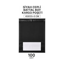 Siyah Cepli Battal Boy Kargo Poşeti 45x55+5 Cm 100 Adet