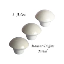 3 Adet Beyaz Mantar Düğme Kulp Mobilya Çekmece Dolap Kapak Kulbu Metal Kulp Aksesuarları Vidalı