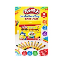 Jumbo Mum Boya 12 Li 1 Paket Play-doh 12 Renk Mumboya Elleri Kirletmeyen Yıkanabilir Silinebilir Karton Kutu Çok Renkli