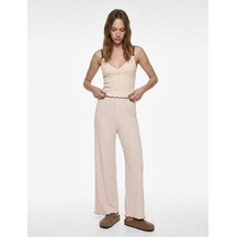 Koton Rahat Kesim Ribanalı Yüksek Bel Pamuklu Pijama Altı Pembe 6slk40033mk