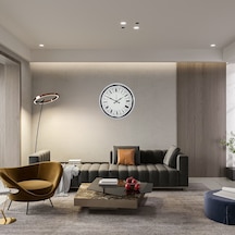 Beyaz Motifli Tasarım 52 Cm Metal Duvar Saati Diğer