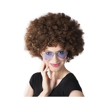 Kahve Renk Kıvırcık Afro Bonus Peruk Standart