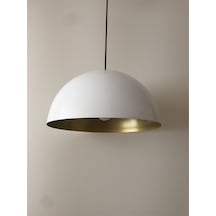 Mylights Metal Beyaz Içi Altın Sarkıt Avize Cap 40 Cm