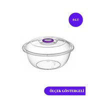 Şeffaf Badya Leğen Kapaklı Ölçek Göstergeli 9 Lt Beyaz