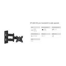Vontech Vt 222 Hc Pro Tv Askı Aparatı 10-27 Inç Çift Kollu Haraketli Duvar Tipi