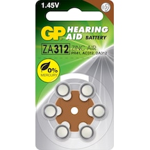 GP ZA312 (GPZA312-D6) PR41 1.4V İşitme Cihazı Pili 6'lı