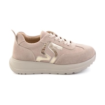 Bambi Bej Süet Hakiki Deri Kadın Sneaker K01753050902