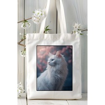 Art Hediye Sibirya Kedisi Kedi Baskılı Omuz Çanta Kişiye Özel Model 5 Çok Renkli