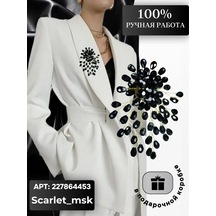 Scarlet Msk Boncuk Siyah Çiçek Broş 227864453 Siyah