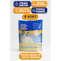 Bestspet Silika Kristal Kedi Kumu Tozsuz Kokusuz Naturel Parfümsüz Topaklaşmayan Kalın Taneli 8 Adet 3800 ML