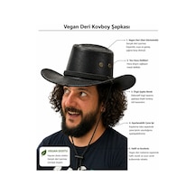 Giyu Shop Unisex Vegan Deri Kovboy Şapka Siyah