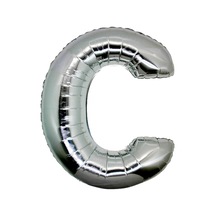 C Harf Folyo Balon Gümüş Silver 100 CM Doğum Günü. Yaş Günü. Par